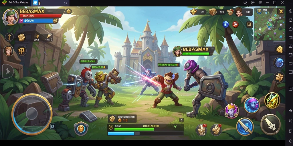 Tangkapan layar utama BEBASMAX menampilkan gameplay strategis yang menegangkan.