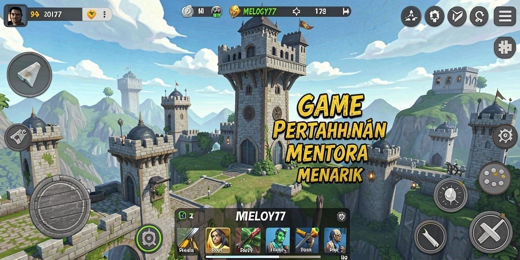 Tampilan gameplay menara dalam MELODY77 yang mendebarkan.