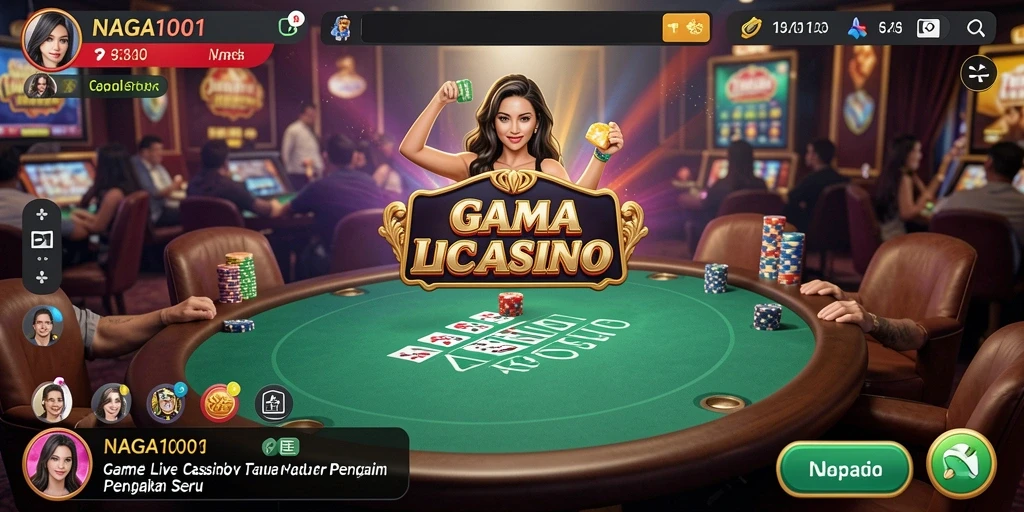 Tampilan gameplay NAGA1001 dengan dealer langsung dan suasana kasino yang realistis.