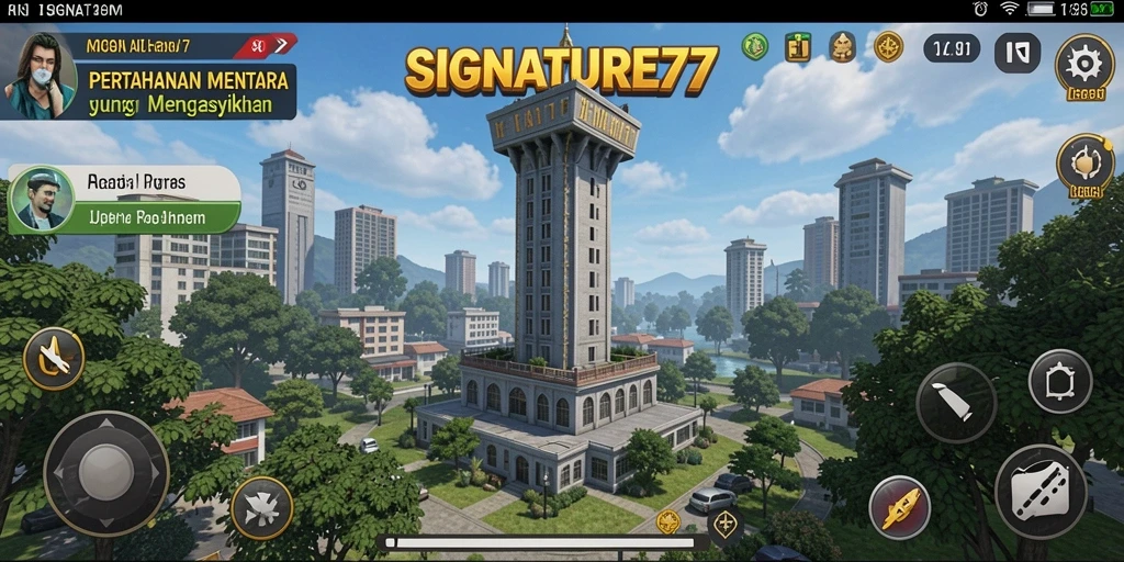 Tangkapan layar dari gameplay menegangkan di SIGNATURE77, menunjukkan strategi Tower Defense.
