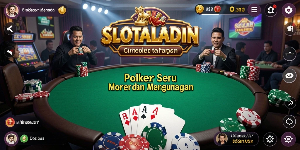 Screenshot utama SLOTALADIN menampilkan momen permainan Poker yang mendebarkan.