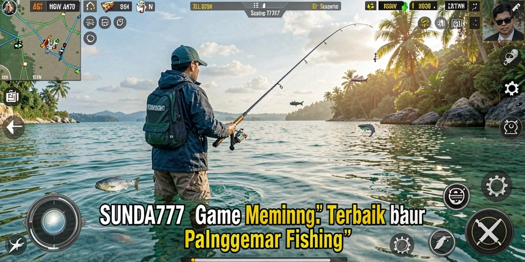 Gambaran tampilan gameplay SUNDA777 saat memancing di laut biru.