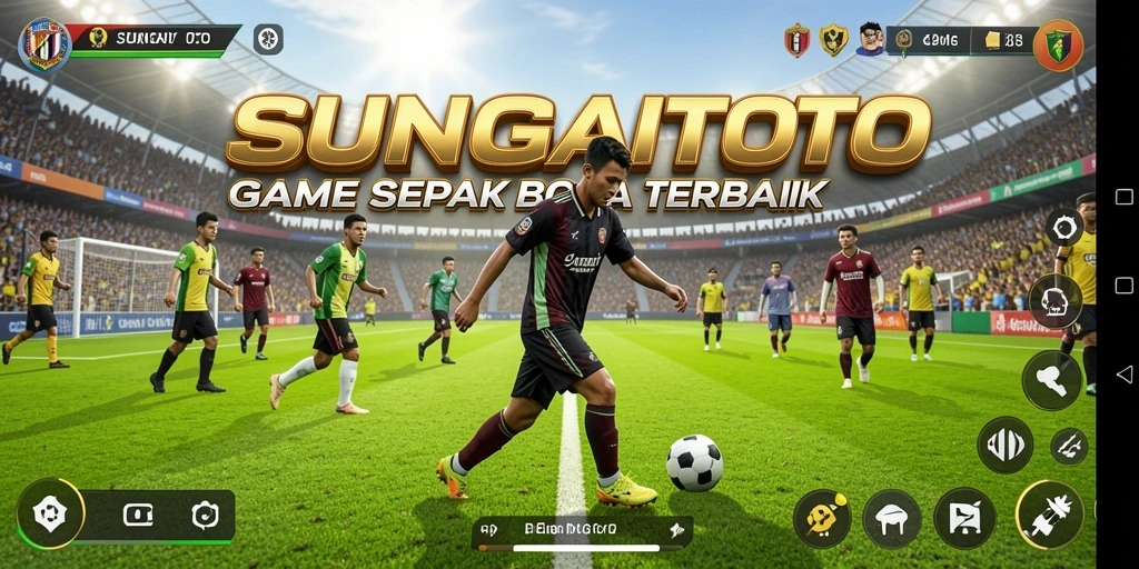 Gameplay seru SUNGAITOTO dengan aksi sepak bola yang mendebarkan.